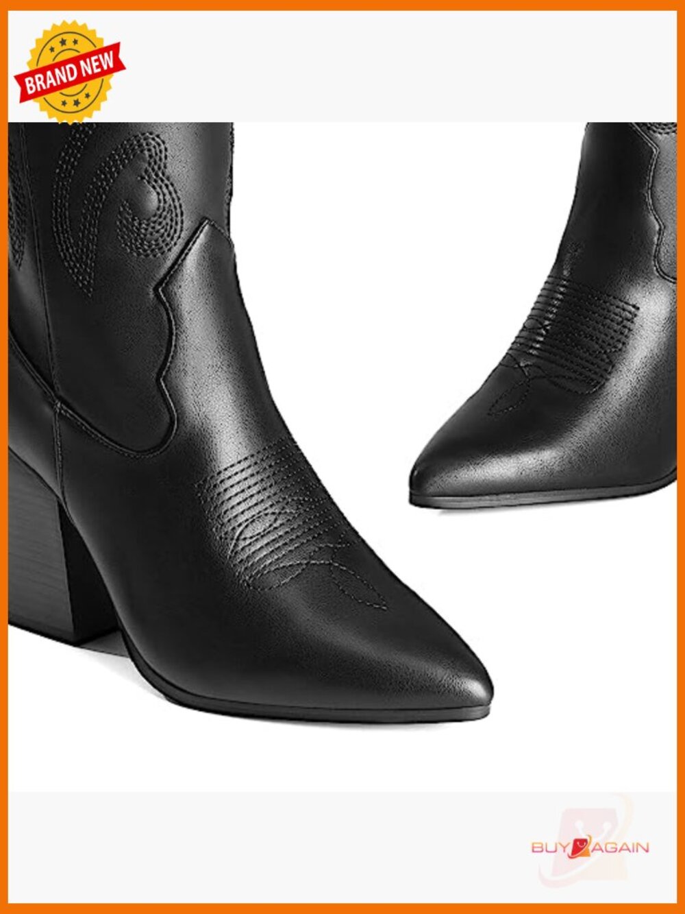 Cowboy Boots - Knee High Chunky Heel Pointed Toe Embroidered Western Boots - Picture 2 of 7